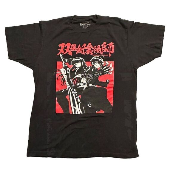 Twin Star Exorcist T-Shirt Size L Mens Black Short Sleeve Anime Japan Fast Ship - Picture 1 of 6